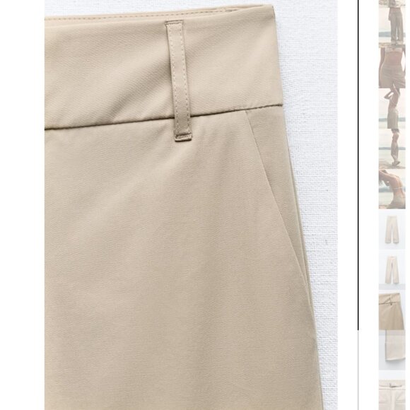 NWT ZARA STRAIGHT LEG PANTS WITH BELT LOOPS TAUPE BROWN - Picture 9 of 10